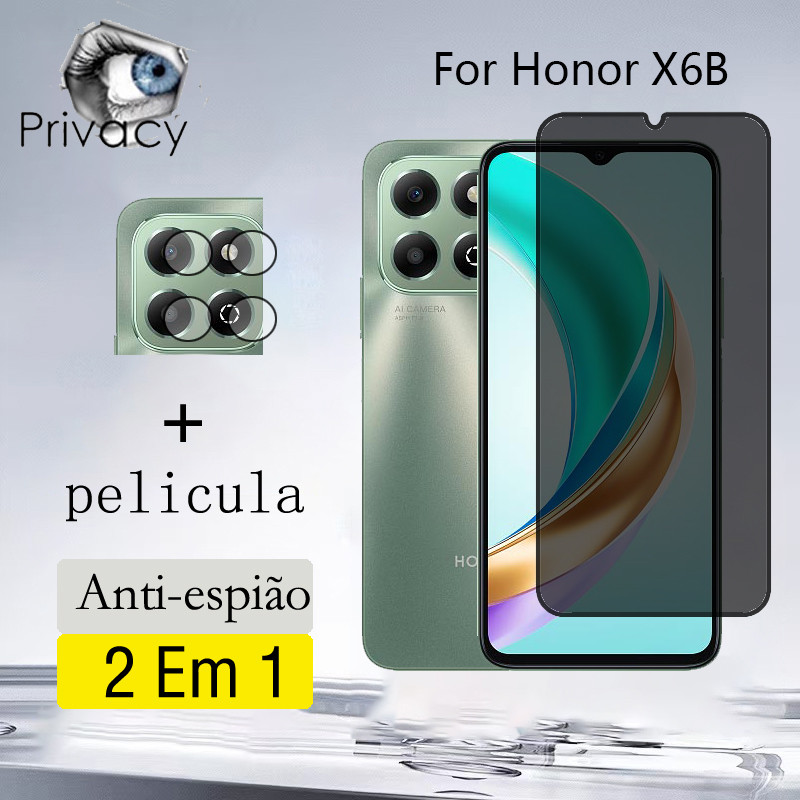 2 in 1e Honor X6B 5G Anti-peeping Full Cover Screen Protector กระจกนิรภัยสําหรับ Honor X5 X6A X6B X7