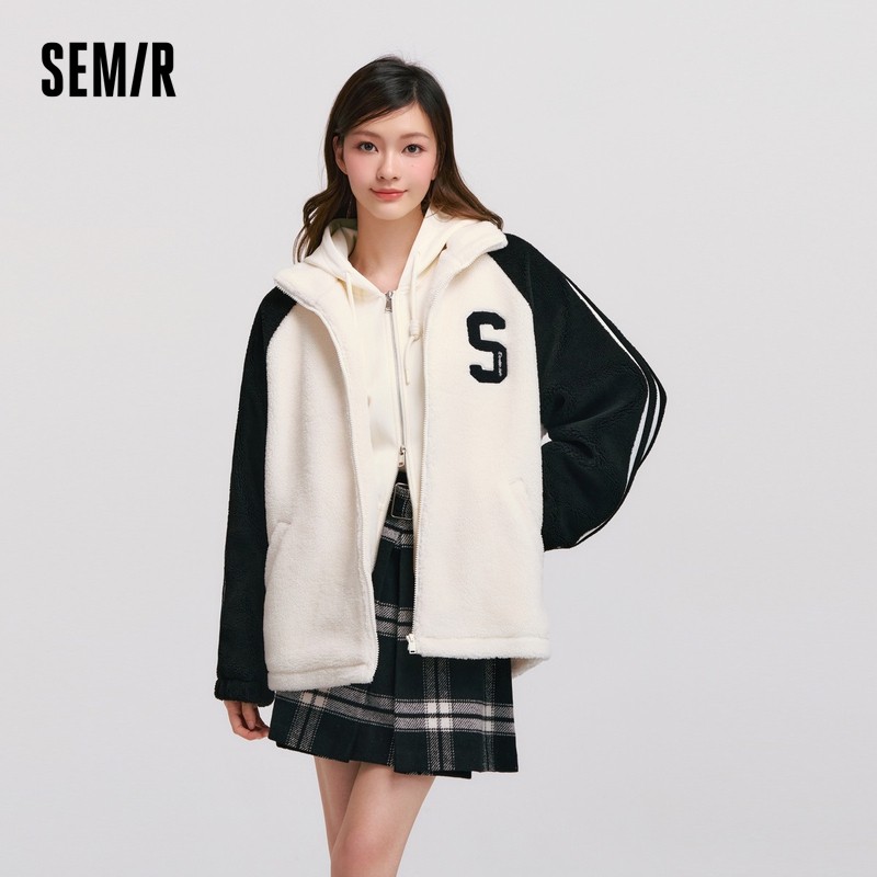 Semir เสื้อแจ็คเก็ตเบสบอลขนแกะ สำหรับผู้หญิง ฤดูหนาว