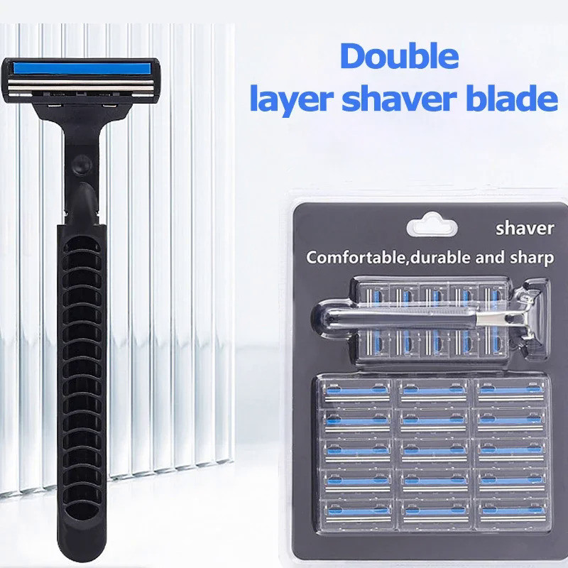 New Double Razor Blades Replaceable Heads Old Manual Fine Razor Men's Shaving Razor 1 Blade Frame 20
