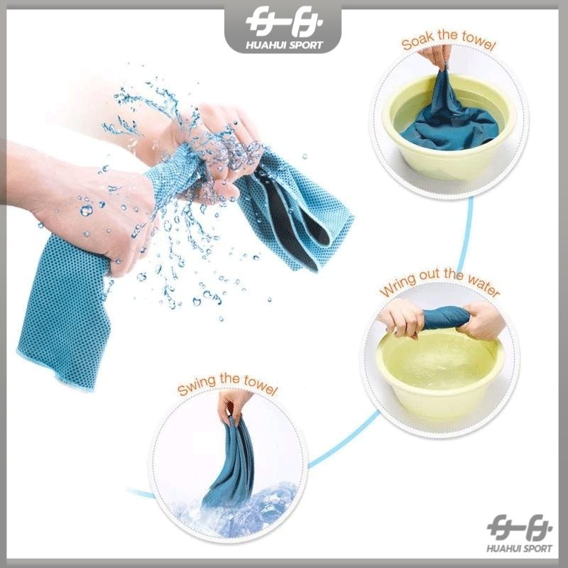 ผ้าเย็นซับเหงื่อ ผ้าซับเหงื่อ ผ้าเก็บความเย็น ลดอุณหภูมิ 30x80 cm พกพาง่าย มี 3 สี - รูปที่ 5