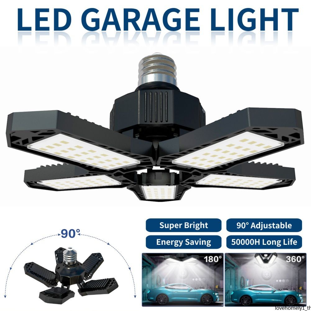 หลอดไฟสําหรับโรงรถโกดังเพดาน Shop โคมไฟทํางาน Deformable ทนทาน LED ไฟโรงรถสําหรับ Workshop อุตสาหกรรม 5000 Lumen หลอดไฟ 100-265V โคมไฟเพดาน