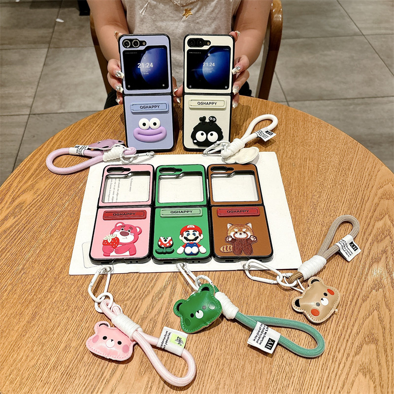 คู่ความงามปลอก Zflip3 Flip4 Flip5 Flip6 Fineทอ PU สําหรับ Samsung Galaxy Z Flip 6 5 4 3 เคสโทรศัพท์เชือกเส้นเล็ก
