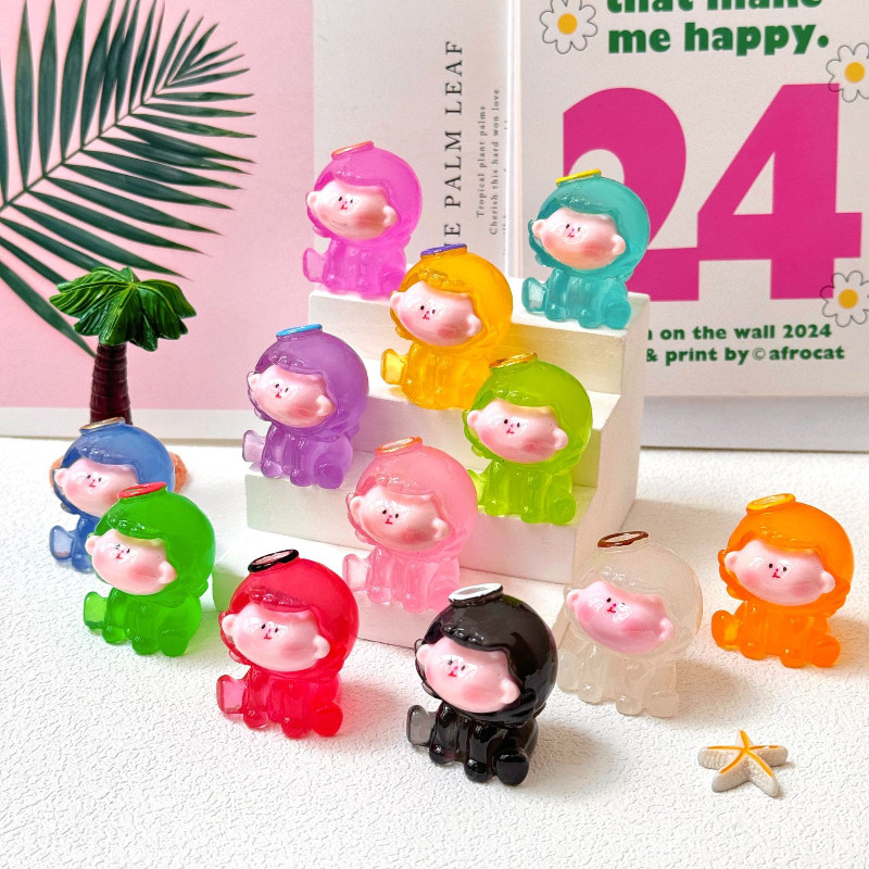 12ชิ้นส่องสว่างการ์ตูนแองเจิลลิลลี่ตาบอดกระเป๋า ทําเอง เครื่องประดับสร้างสรรค์อินเทรนด์สก์ท็อปเครื่องประดับของขวัญอุปกรณ์เรซินขายส่ง