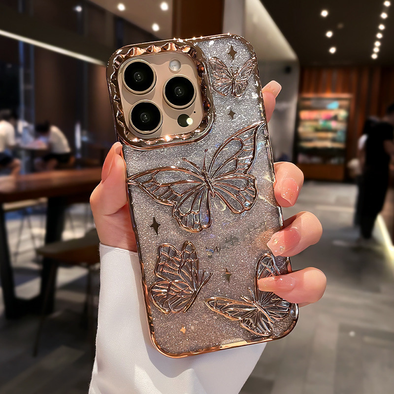 เคสโทรศัพท์ผีเสื้อย่นไฟฟ้าสําหรับ ไอโฟน 16 11 12 13 14 15 มือโปร สูงสุด 15 16 บวก ต่อต้าน หยด เลนส์ป้องกันเคสนิ่มเคสป้องกันโทรศัพท