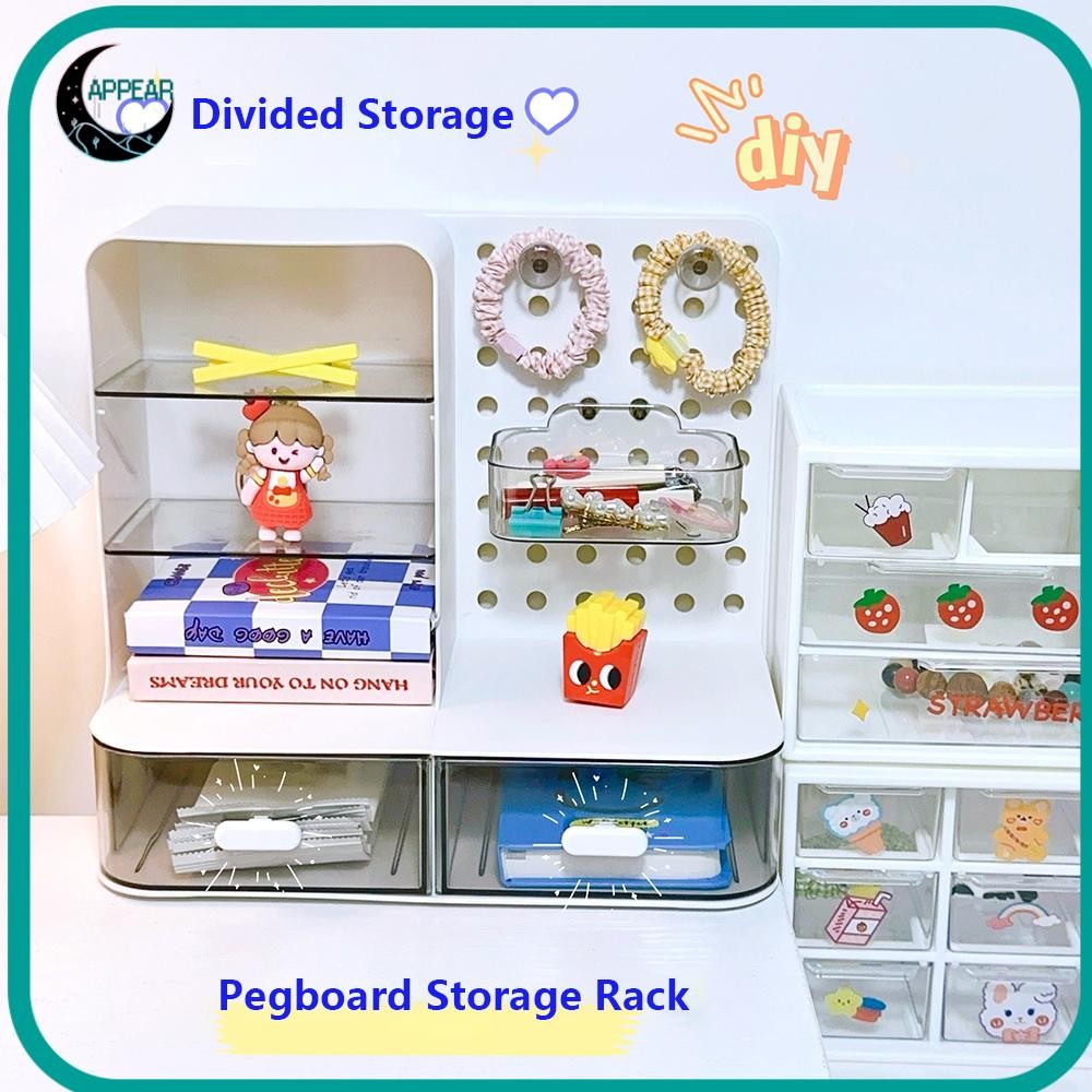 Appear กล่องเก็บของตั้งโต๊ะ, PP ไม่จําเป็นต้องเจาะรู Hook Drawer Storage Rack, เป็นมิตรกับสิ่งแวดล้อมมีรู Kawaii กล่องเก็บเครื่องเขียน