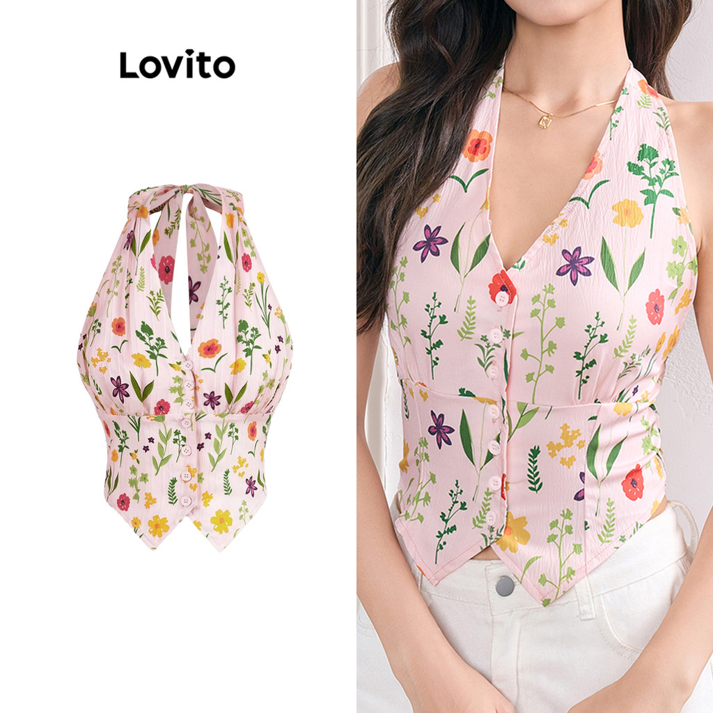 Lovito เสื้อกล้ามลายดอกไม้ โบฮีเมียนสำหรับผู้หญิง L105MD159