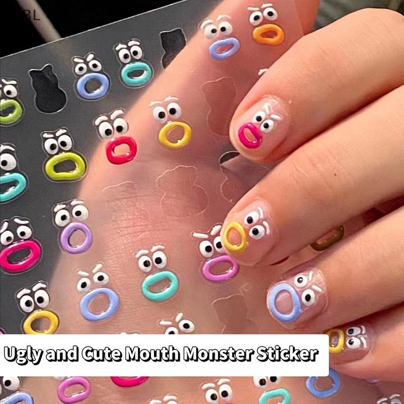 Bsbl 1 ชิ้นน่ารัก Kawaii เล็บสติกเกอร์ Creative ตลกปาก Monster Nail Art สติกเกอร์แฟชั่น DIY กันน้ําสติ๊กเกอร์ติดเล็บ BL