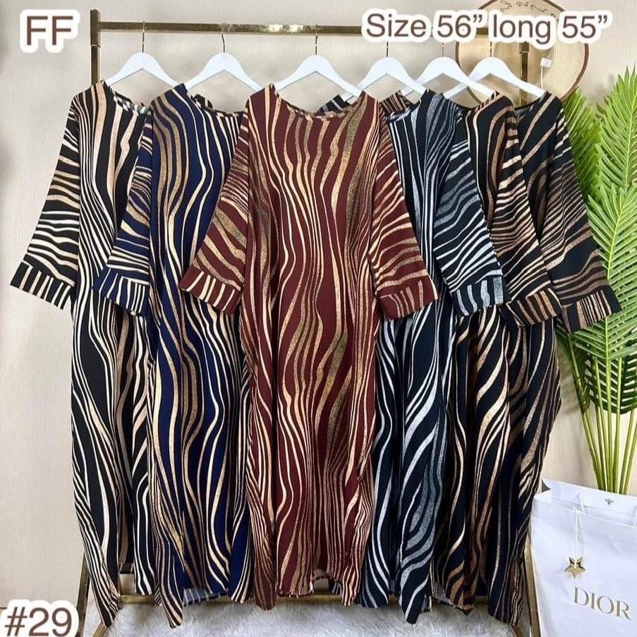 KAFTAN RITA KAFTAN BERCORAK FREESIZE FIT TO 52 KOD FF