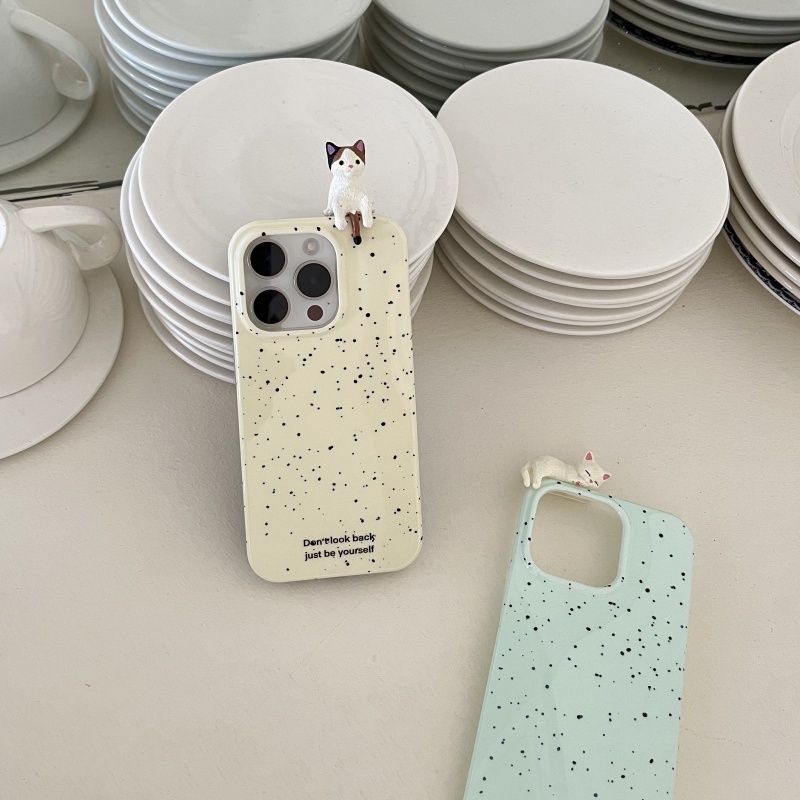 3D น่ารักตุ๊กตาลูกสุนัขแมวหมึก Dot กรณีโทรศัพท์สำหรับโทรศัพท์11 12 13 14 15 16 PRO MAX ปลอกสำหรับ iPhone16กรณีครอบคลุม