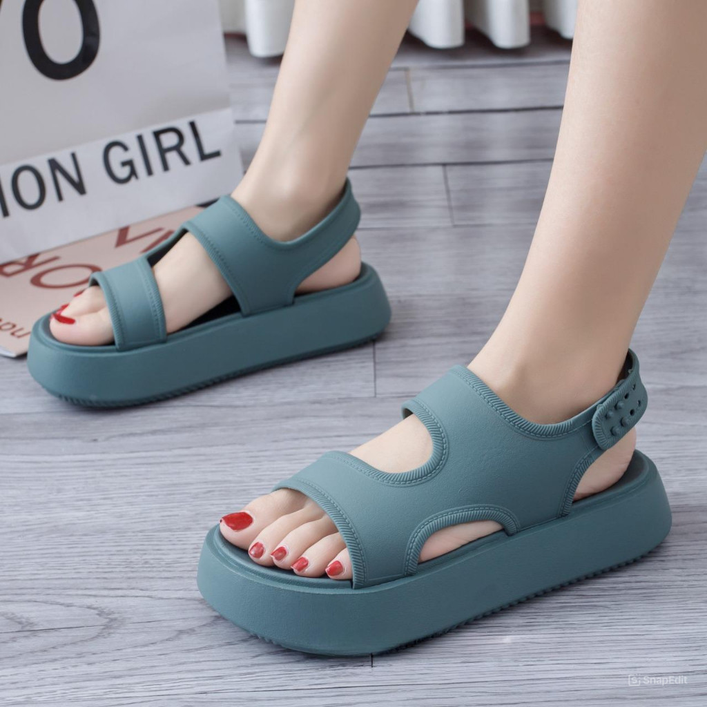 11.11 PUNCAK RUMAH168 SF38 jelly rubber wedge Sandals รองเท้าแตะกันลื่นของผู้หญิง