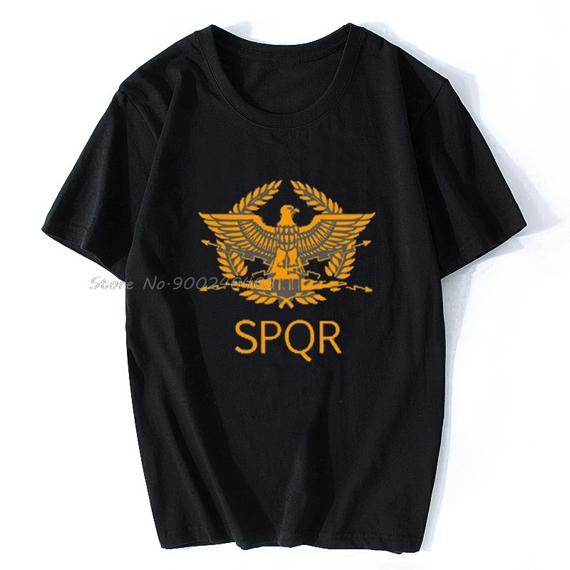 Spqr Roman Eagle T เสื้อแฟชั่น Casual Cotton Tshirt Mens O-คอ Byzantine Eagle สัญลักษณ์ธงเสื้อยืด Te