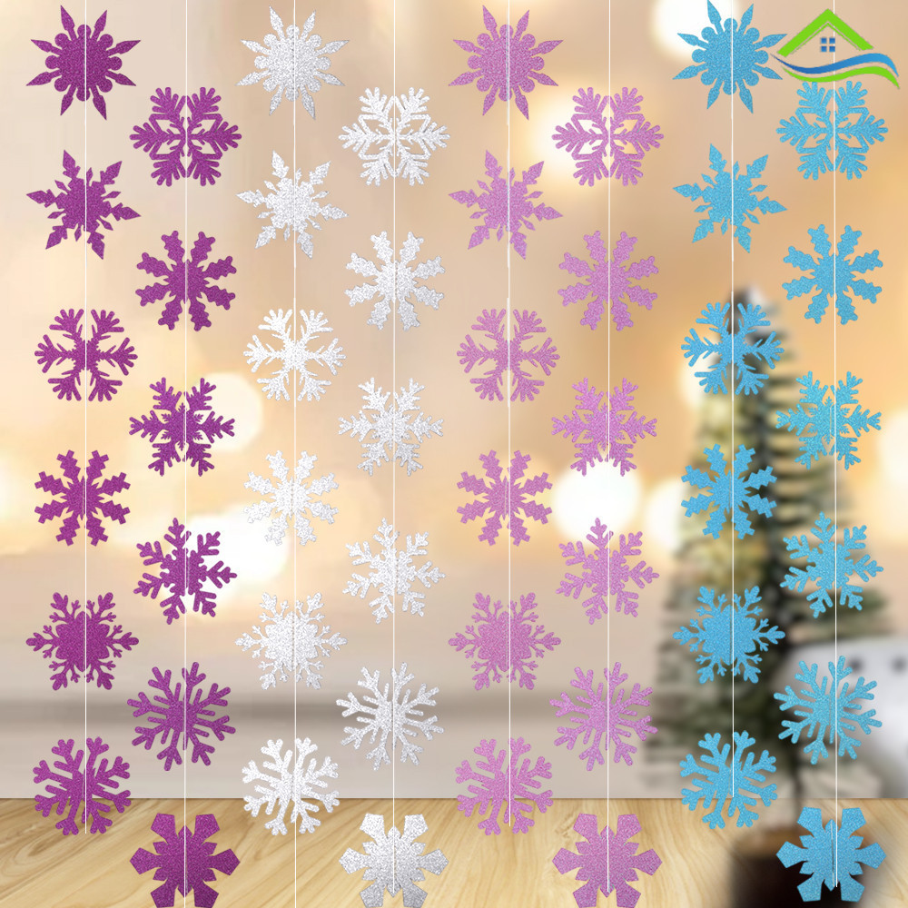 คริสต์มาสกระดาษประณีตเกล็ดหิมะ String Pendent-Xmas Tree Snowflakes เครื่องประดับ-เพดานบ้านปีใหม่ Streamers Decor