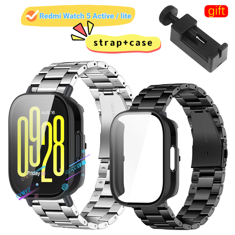 Redmi Watch 5 Active strap สายสแตนเลส Redmi Watch 5 Lite strap สายรัดข้อมือกีฬา Redmi Watch 5 Active / Lite case ปกป้องหน้าจอ