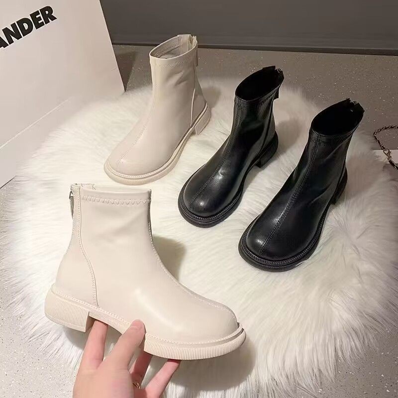 รองเท้าบูทมาร์ติน Mi Mid-Tube Boots Martin Boots สไตล์ใหม่พรีเมี่ยมเวอร์ชั่นเกาหลีกันลื่น
