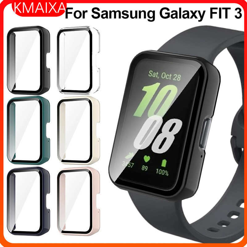 Pc สําหรับ Samsung Galaxy Fit 3 กระจกนิรภัยรอบด้านป้องกันหน้าจอกรณี Smartwatch Samsung Fit 3 กันชนอุปกรณ์เสริมพร้อมฟิล์มสําหรับ Samsung Fit 3
