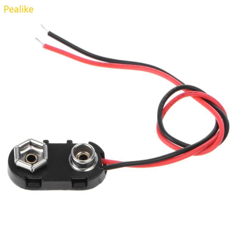 Pealike PP3 9V คลิปเชื่อมต่อ I ประเภทตะกั่วลวดดีบุก 150 มม.สีดําสีแดง