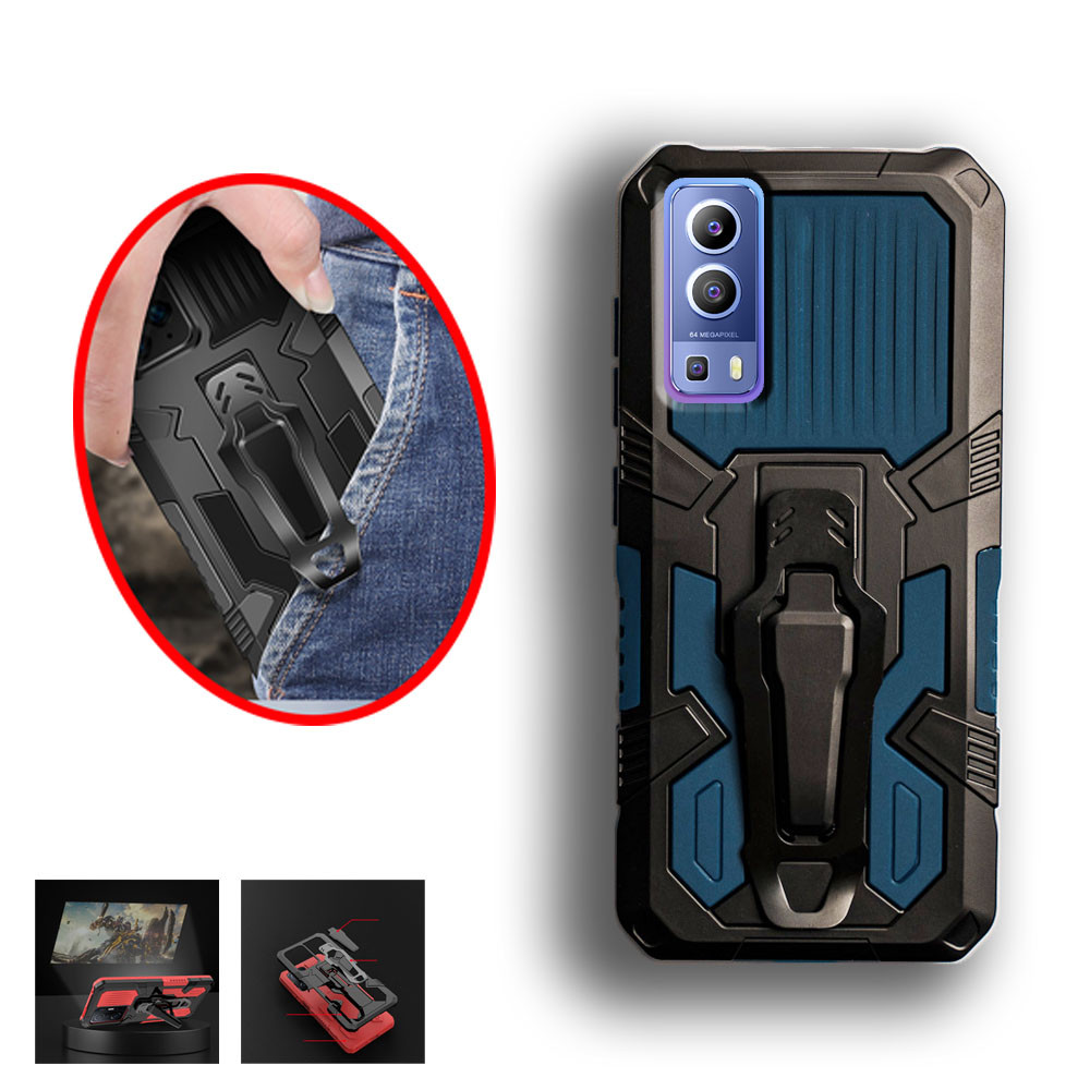 Vivo Y52 Y72 5G Y75s Y53s V2041 V2111A V2058 Heavy Duty Military Grade Buckle Hard Protection Shock Proof Grip ทนทาน Dual Layer เคสโทรศัพท์ฝาหลัง