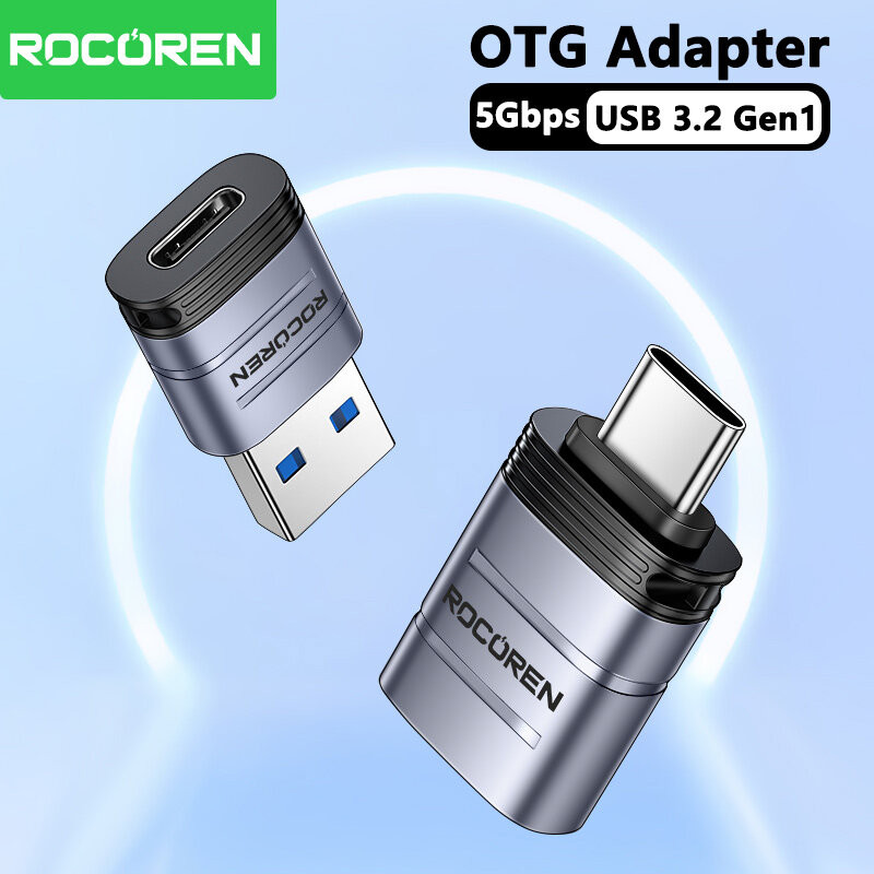 Rocoren USB 3.2 Gen1 Type-C OTG อะแดปเตอร์ประเภท C USB C ชายเป็น USB หญิงแปลง USBC OTG Connector