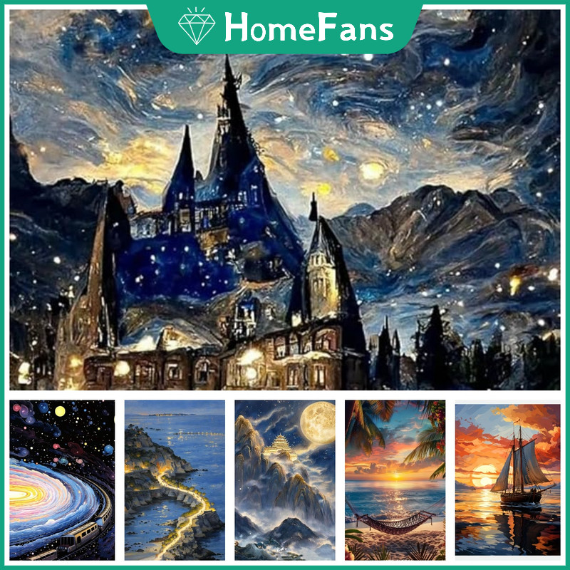 HFStarry Night ฉาก 5D DIY เพชรจิตรกรรมชุด Cosmic Cross เพชรเย็บปักถักร้อยภาพวาด Rhinestone โมเสคเพชร Art Home Decor ภาพวาด