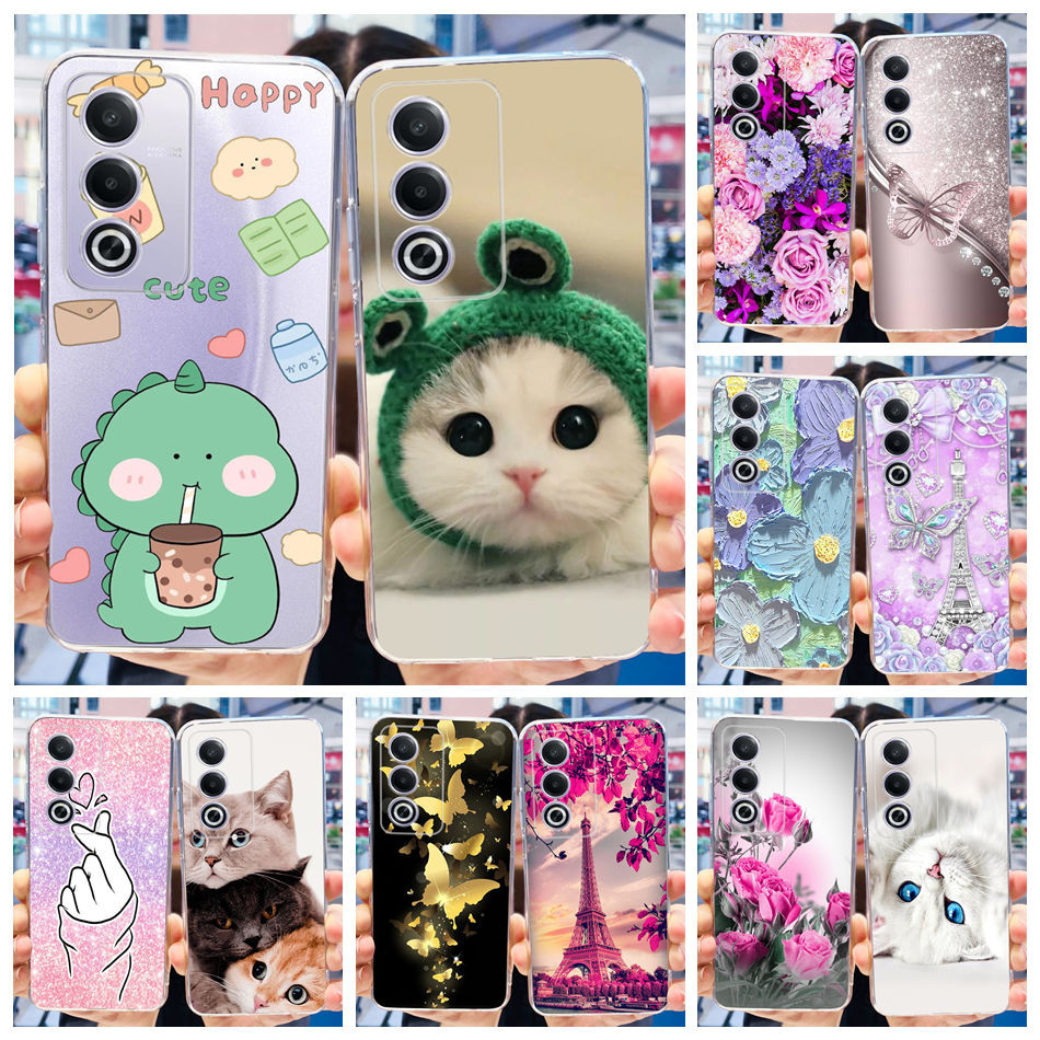 Oppo A3 Pro 5G น่ารักไดโนเสาร์แมวทาสีปลอก Oppo A3Pro CPH2639 ซิลิโคนนุ่ม TPU เคสโทรศัพท์