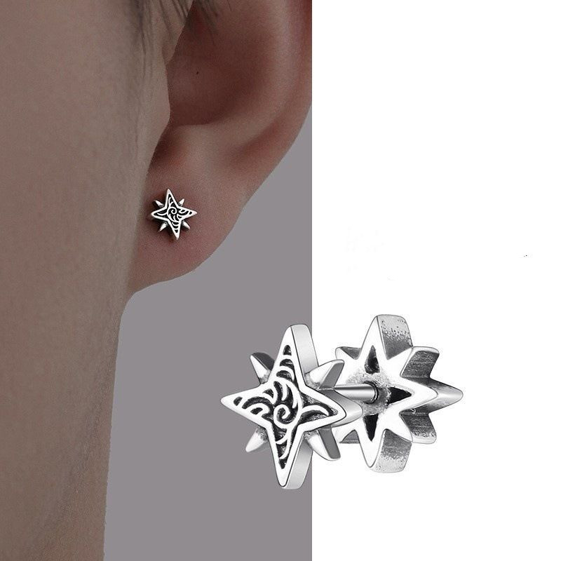 925 ต่างหูเงินผู้ชายระดับไฮเอนด์อินเทรนด์แปดจุด Star Niche Design Classy Simple Light Luxury ต่างหู