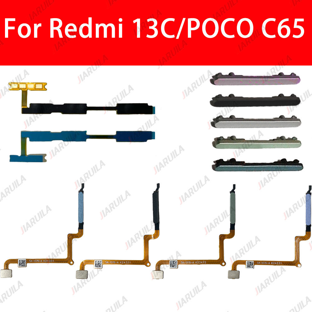 เซ็นเซอร์ลายนิ้วมือ Scanne สําหรับ Xiaomi Poco C65 Redmi 13C เปิด/ปิดปริมาณปุ่มปุ่มด้านข้าง Key Flex Cable