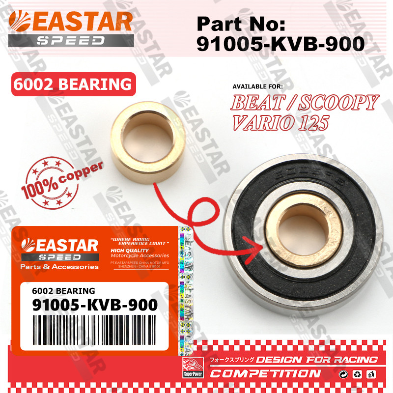 Cvt 6002 แบริ่ง  ทองเหลือง Beat Scoopy Vario 125 KVB Tub Bearing