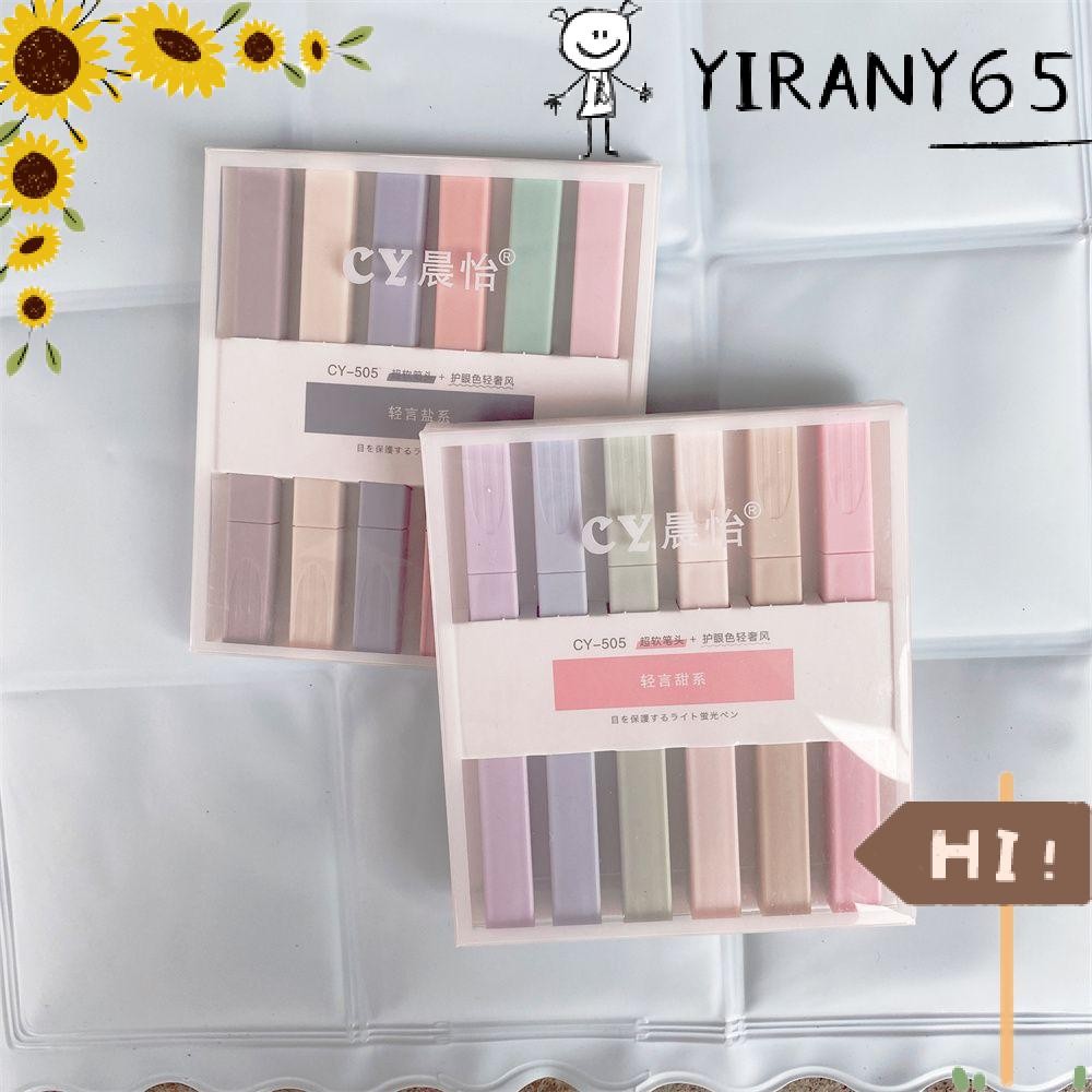YIRAN 6 ชิ้น/เซ็ต Morandi Color Mark สํานักงานเครื่องเขียนนักเรียนใช้ปากกามาร์กเกอร์สี