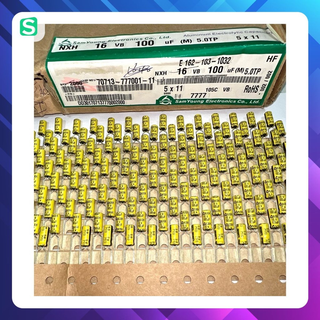 [ 20 ชิ้น ] SAMYOUNG 16V 100UF CAPACITOR (16V100UF 100UF 16V 100UF16V ) ใหม่