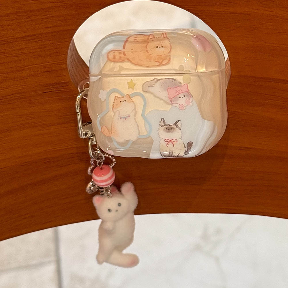 เคสหูฟังการ์ตูนสําหรับ apple airpods4 anc แมวน่ารักเปลือกหยักสําหรับ airpods 1 2 3 pro pro2 จี้ชุดหูฟังบลูทูธไร้สาย ราคา ถูกที่สุด ดีลบีเคเค แกลเลอรีภาพที่ 2