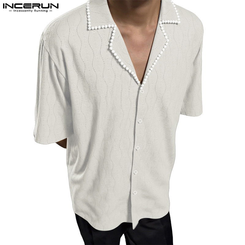 เสื้อเชิ้ตไข่มุกดีไซน์ลำลองสี solids สําหรับผู้ชาย