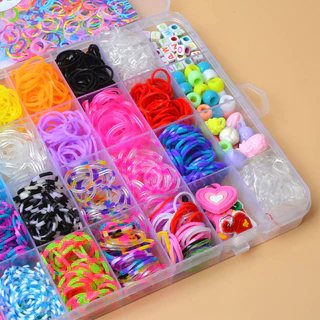 【ได้รับใน 1-3 วัน 🔥】 30 สี Bands Creative สีสัน Loom Bands ชุดสร้อยข้อมือสายรุ้งทําชุด DIY ยางรัดสร้อยข้อมือทอหัตถกรรมของเล่นสําหรับของขวัญวันเกิดหญิง