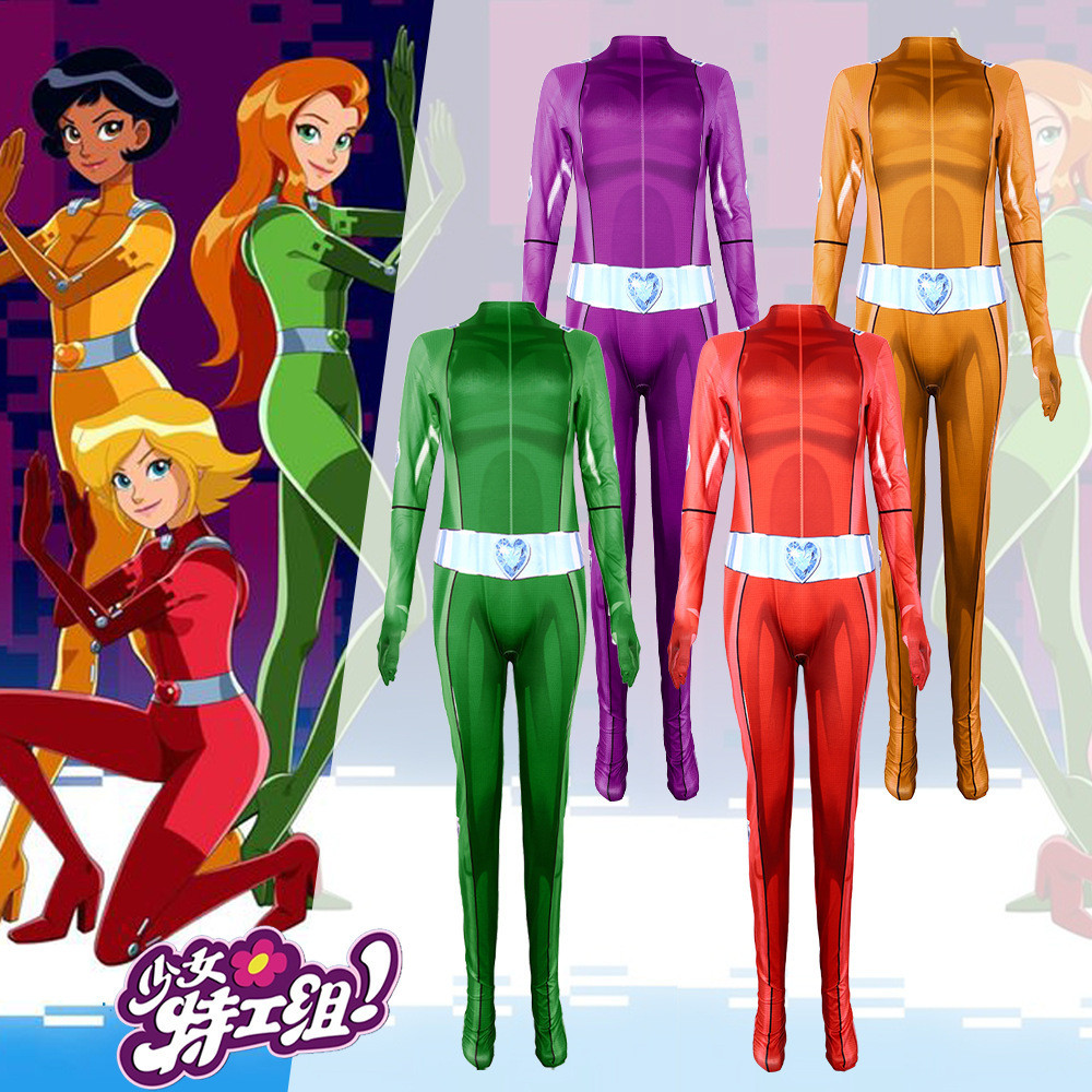 ฮาโลวีน Totally Spies Spies Girl Group บอดี้สูท Thunderbolt Girl Agent