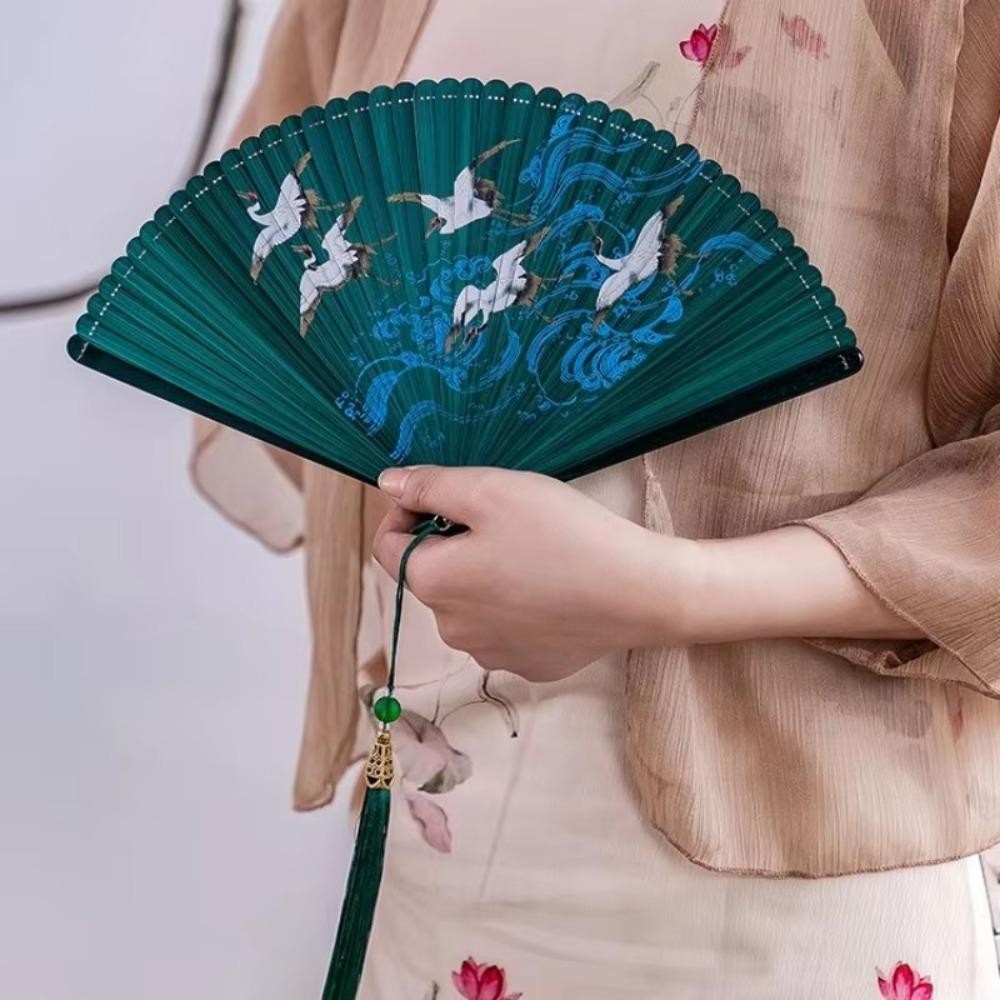 อาร์ทิสนาลลีย์ ญี่ปุ่นคลาสสิกพับพัดลม,สไตล์จีนสไตล์โบราณผู้หญิงพับพัดลม,อุปกรณ์ถ่ายภาพสีดําแฮนด์เมดแบบพกพาไม้ไผ่พัดลมงานแต่งงานตกแ - รูปที่ 7