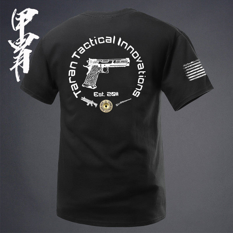 เสื้อยืดลายทหารแขนสั้นพิมพ์ลาย TARAN TARAN Retrofit Equipment Record Label ใหม่