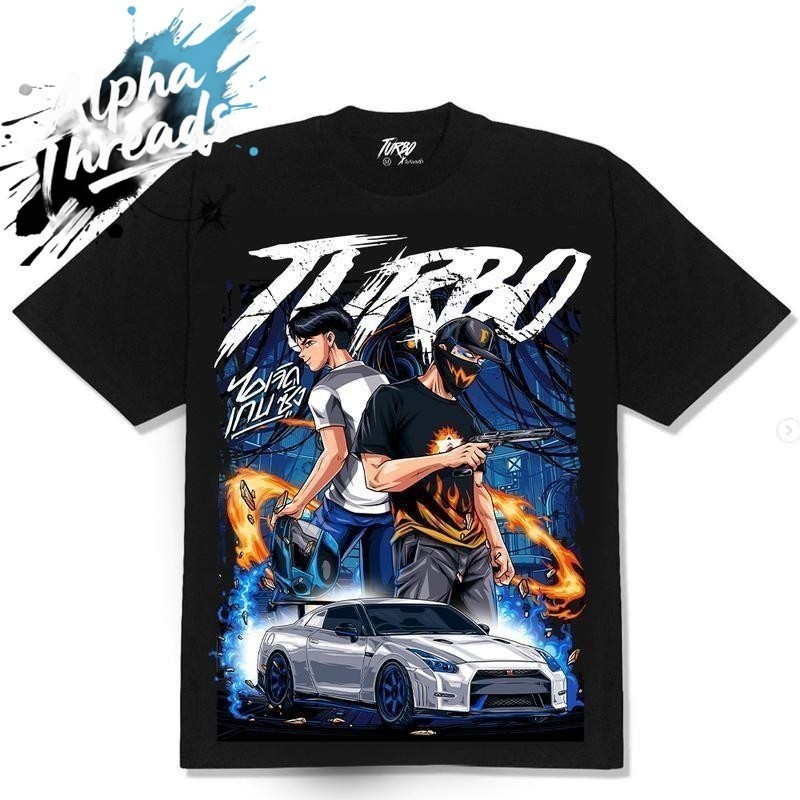 (จัดส่งตลอด 24 ชั่วโมง) TURBO Limited Collecticon Cotton แขนสั้นสำหรับผู้ชายและผู้หญิง ประเภทรุ่นหลวม