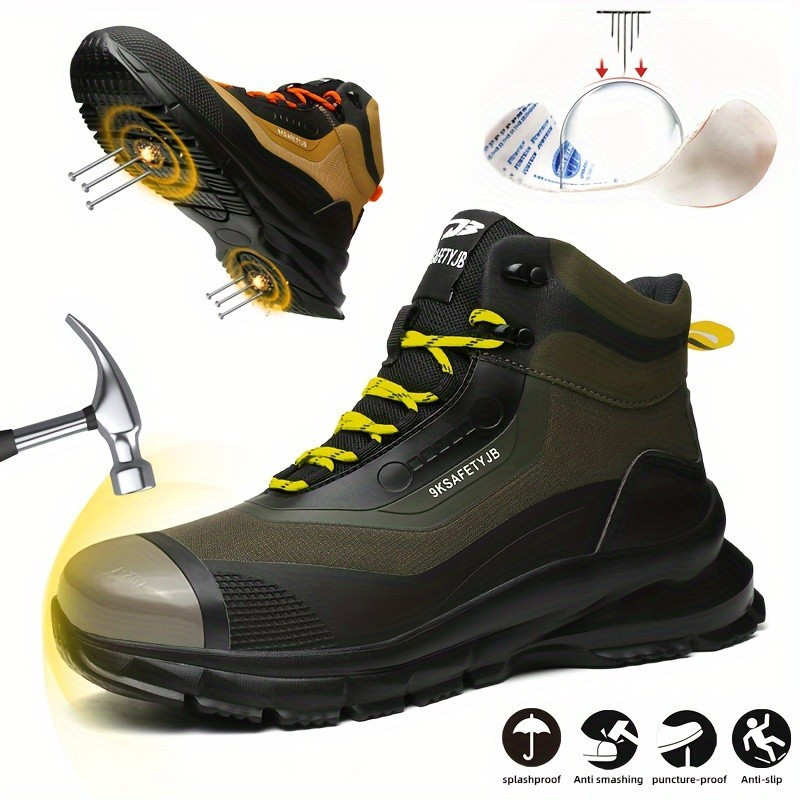 High-Top kasut ความปลอดภัยรองเท้าเหล็กPuncture-Proof Safety Bootสบายและลื่นทนทานLace-up EVAรองเท้าทํ