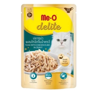 Me-O Delite อาหารแมวเปียก 70g ทูน่า แซลมอน ไก่ กลิ่นหอมเย้ายวน เลียเกลี้ยงซอง อร่อยจนต้องขอเพิ่ม