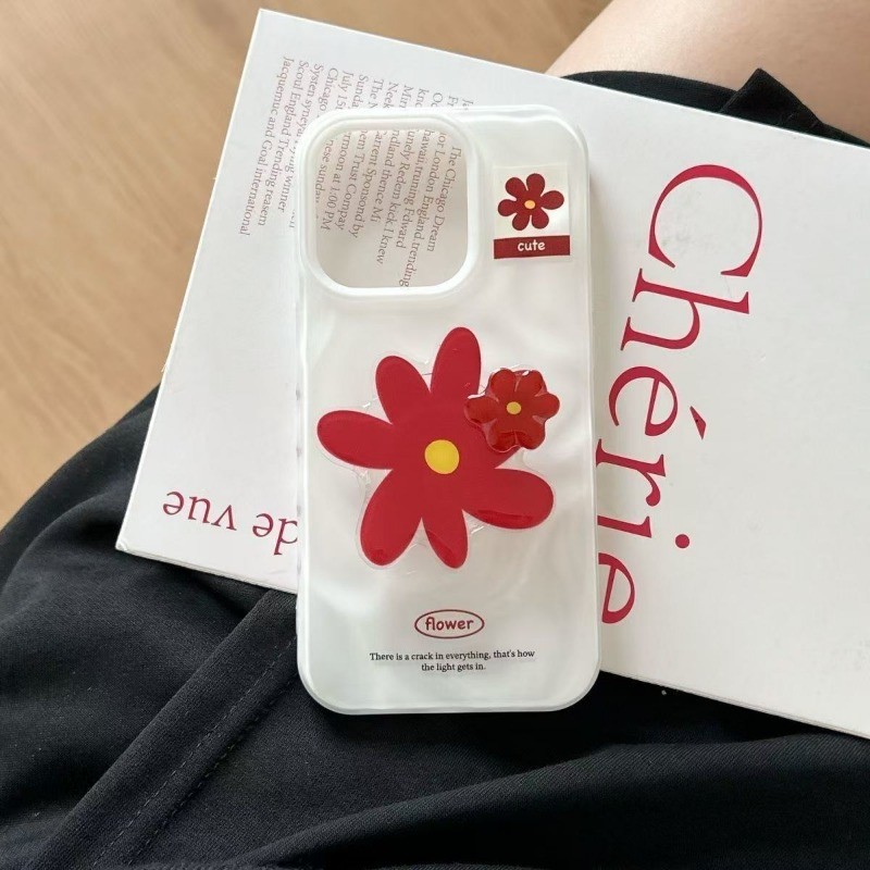 เหมาะสําหรับ IPhone 16 15 14 13 12 11 Pro Max X XR XS Max 7 8 Plus Red-label ดอกไม้เคสโทรศัพท์ Soft Shell ATW - รูปที่ 2