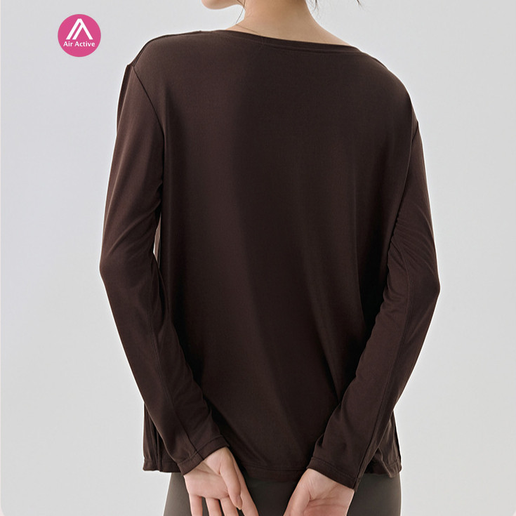 AirActive Leisure Casual Yoga Sports T-shirt Long Sleeves Side Slit Soft And Breathable