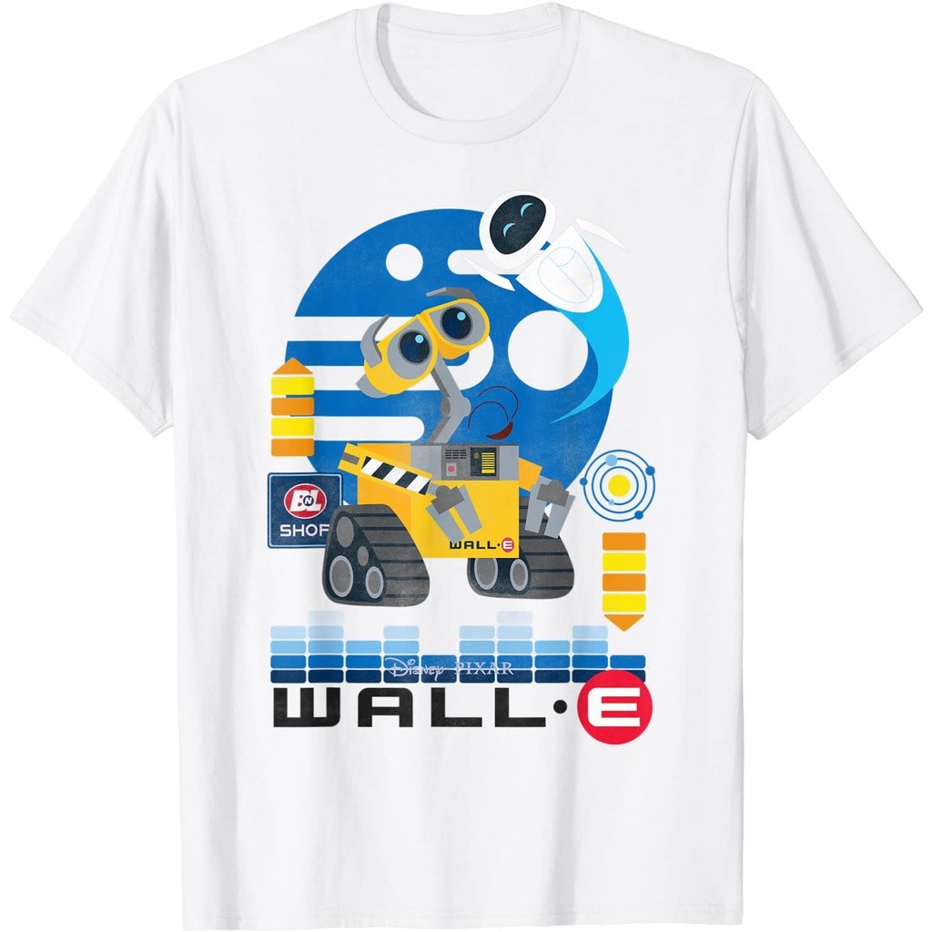 เสื้อยืดธีมมิตรภาพ Wall-E และ EVE สำหรับทุกเพศ ทำจากเนื้อผ้าสบายและสวมใส่ง่าย