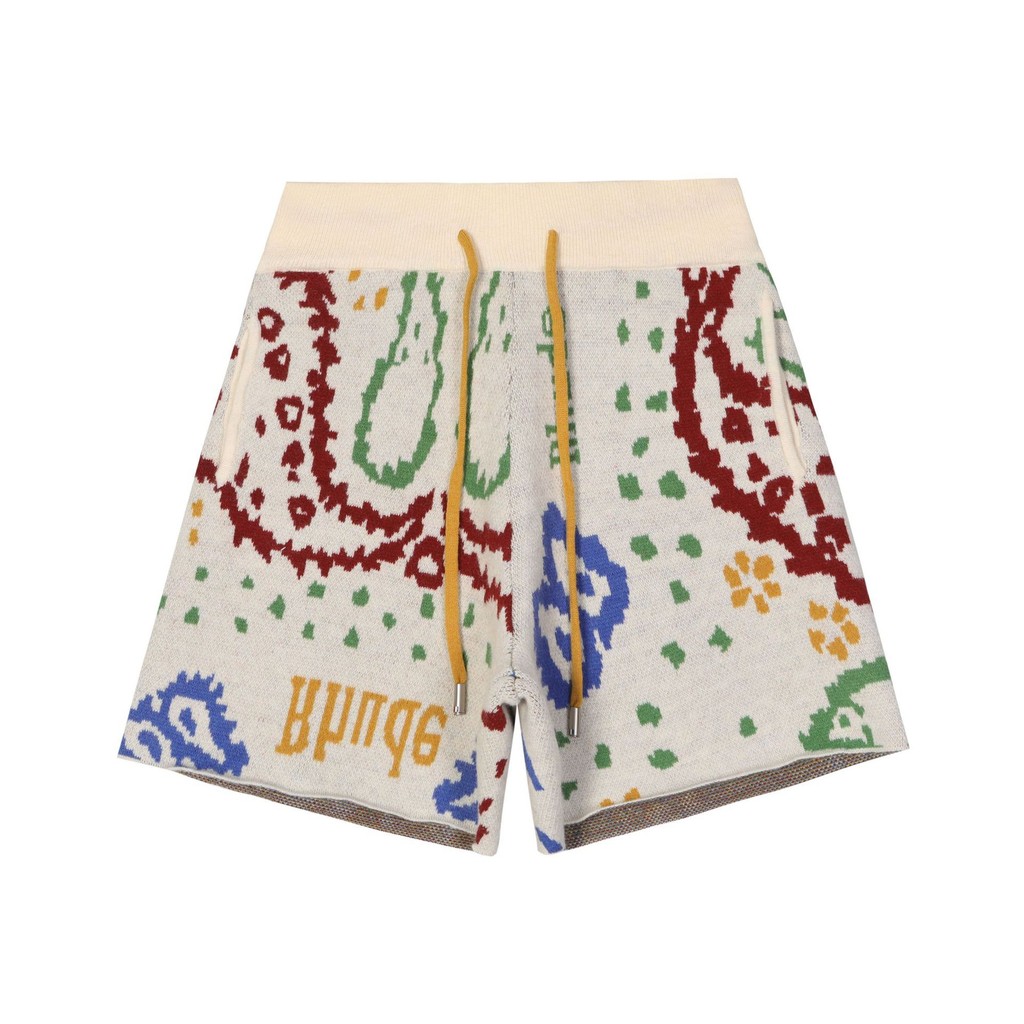 NVBW RHUDE Letter Paisley Jacquard Casual Shorts American High Street FOG Loose Drawstring Shorts fr