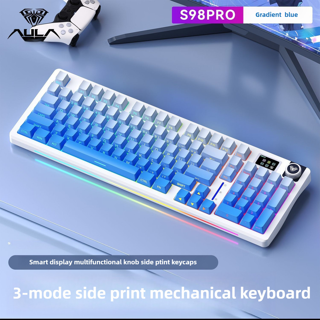 AULA S98 Pro Wireless Bluetooth 2.4G Three Mode Mechanical Keyboard Gasket Structure with Intelligen