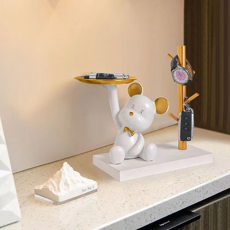Kartun Kartun Beruang Dulang Simpanan Kunci Ruang Tamu Kabinet Wain Hiasan Pintu Masuk Perhiasan Kraf Resin