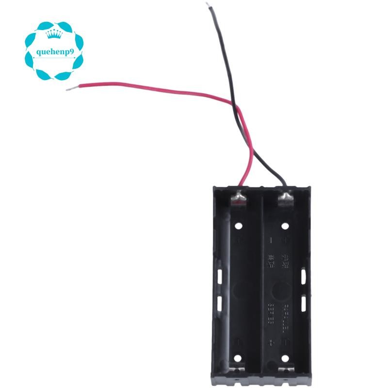 [quehenp9]Plastic 2 x 3.7 V 18650 Battery Holder Case สีดํา