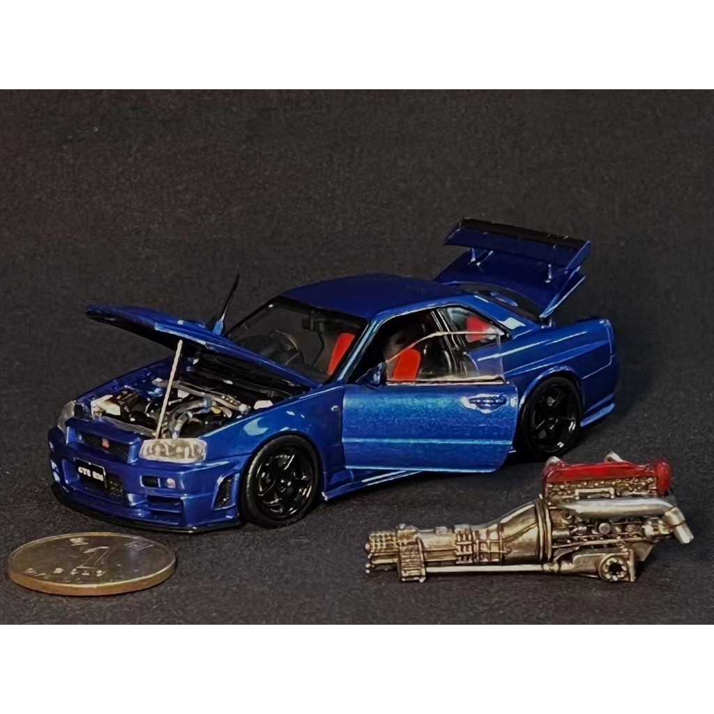 PGM One รุ่น Co-Branded 1: 43 R34 Z-Tune Free Engine Alloy Full Open Car รุ่น