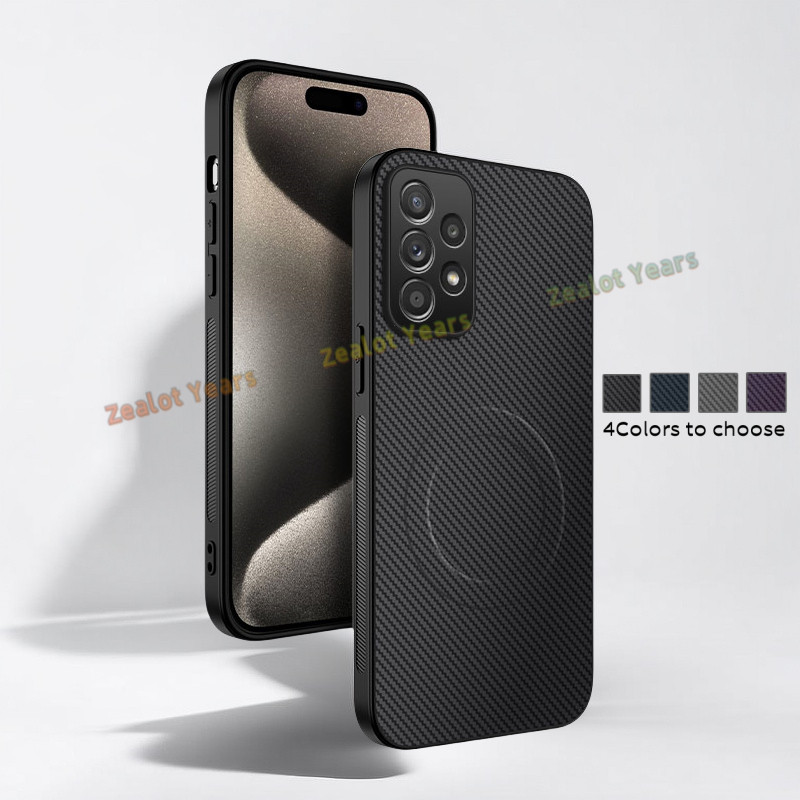 ​​​​​​​สําหรับ Samsung Galaxy A73 A53 A52 A52S A33 5G A13 4G ปลอกคาร์บอนไฟเบอร์เนื้อหนังแม่เหล็กเคสโทรศัพท์กันกระแทกฝาครอบป้องกัน