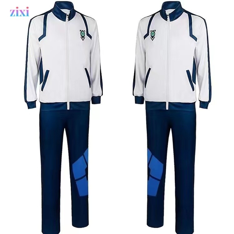 💖 Blue Lock เสื้อแจ็คเก็ตซิปคุกสีน้ําเงินผู้ชาย 3D การพิมพ์ดิจิตอล Cos เสื้อกันหนาวแขนยาวหลวม