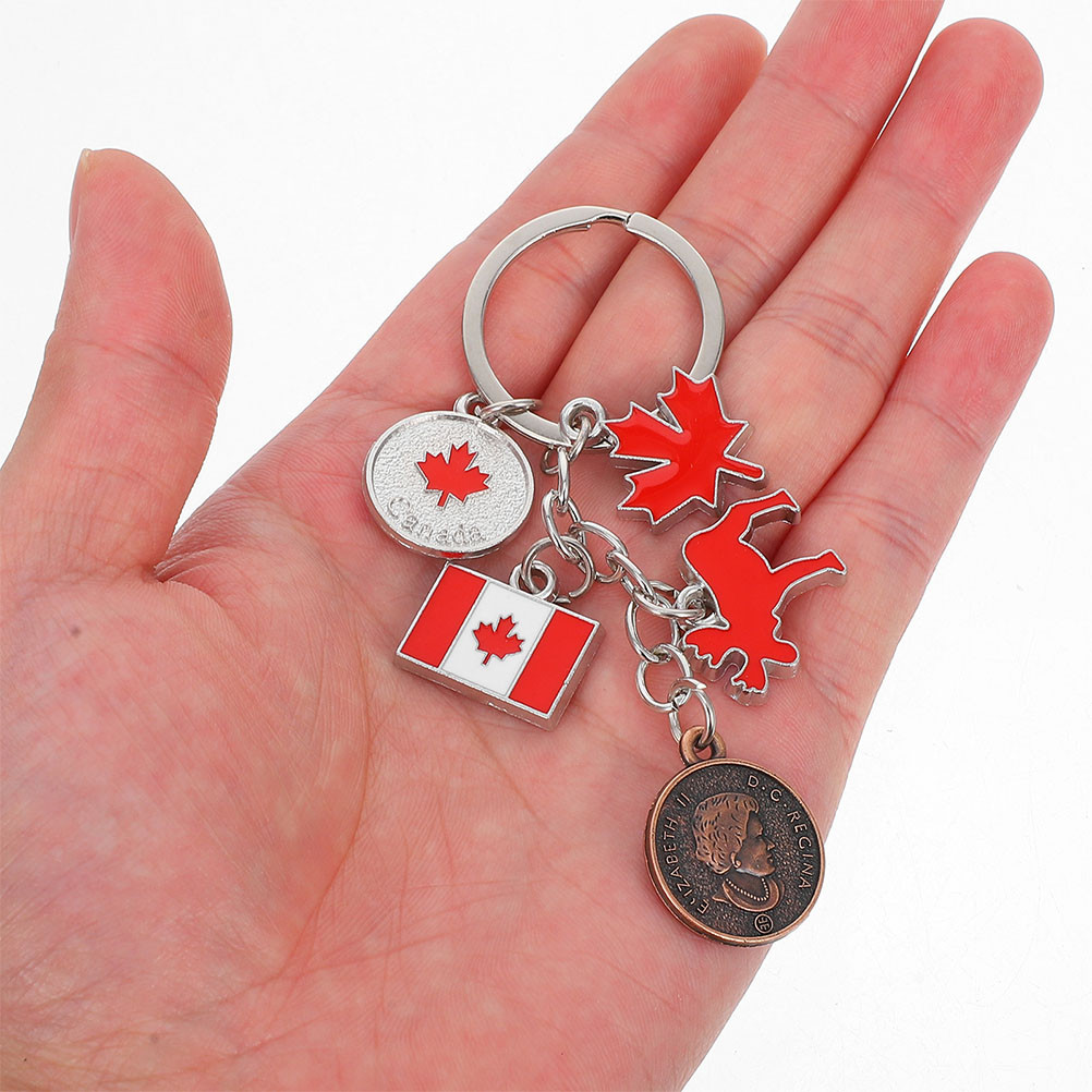 1ชิ้นแคนาดาพวงกุญแจธงธงชาติพวงกุญแจจี้โลหะโลหะผสมสังกะสีตกแต่งกระเป๋าจี้ท่องเที่ยวของขวัญพวงกุญแจ