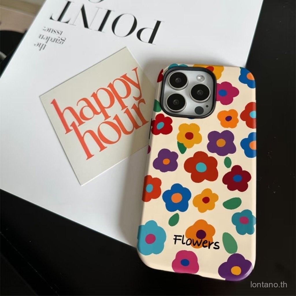 คุณสมบัติสีเต็มหน้าจอสีดอกไม้ซิลิโคนเข้ากันได้iPhone 16 15 14 13 12 11 Pro Max XS MAX7/8 Plus 13 16 11 15 Proป้องกันกรณีเคสโทรศัพท์กันกระแทก 3VRQ